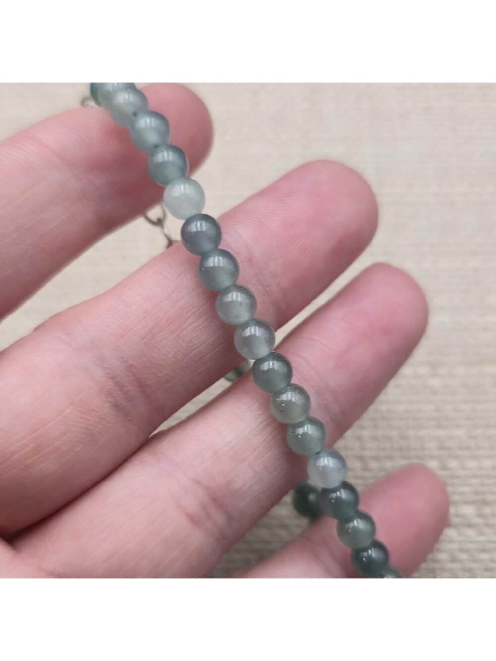 7 Inch Sterling Silver Natural Round Moss Agate Stone Bracelet B1442 - Picture 3 of 7